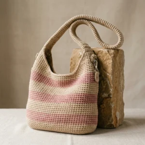 The Sienna Slouchy Shoulder Bag – Oat Beige & Dusty Rose