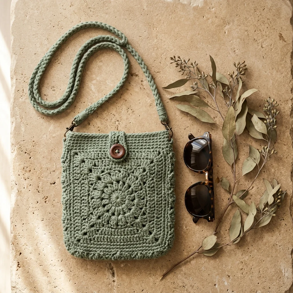 Zemvo Solstice handmade crossbody bag in Sage Green